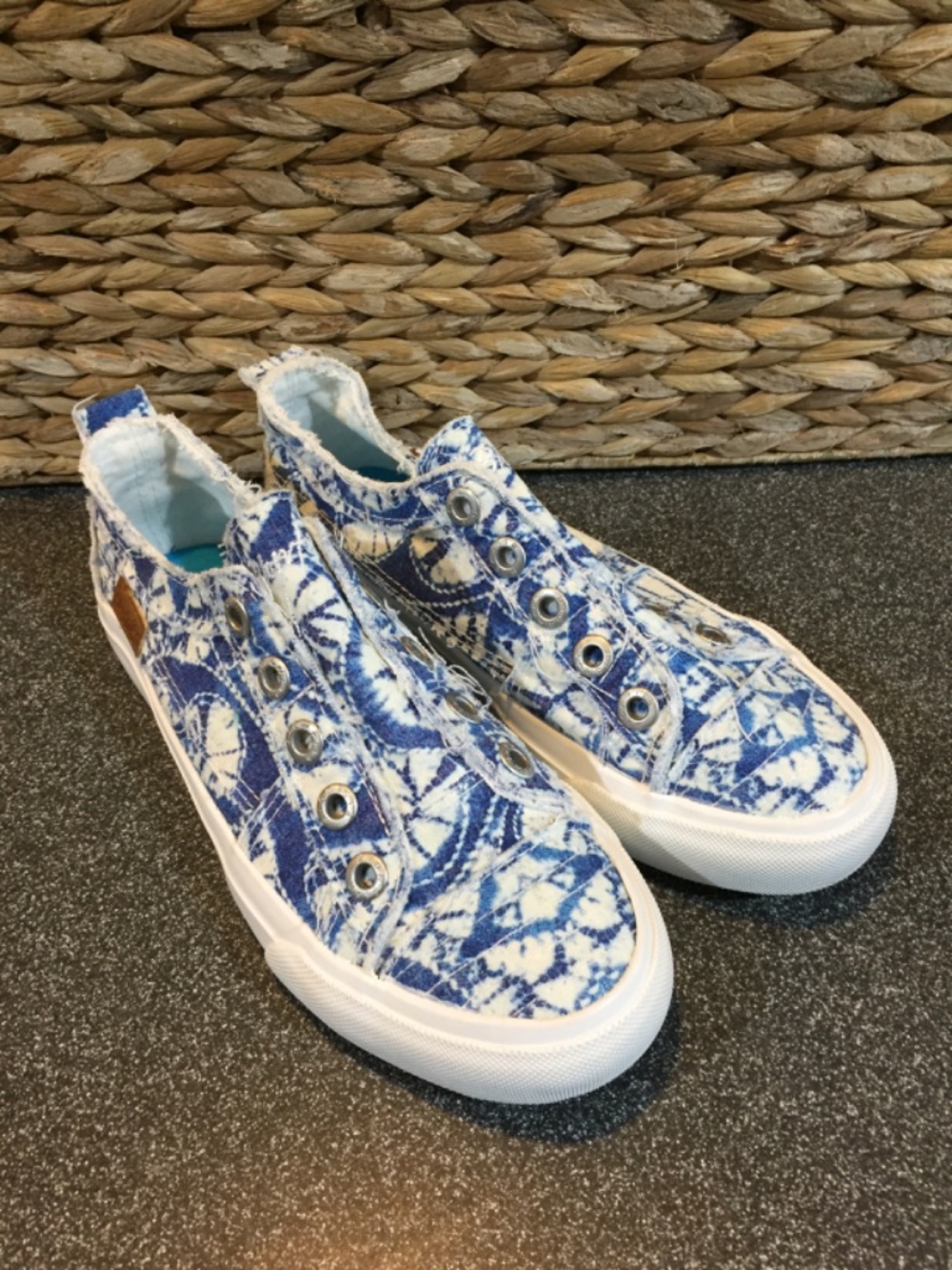 Women’s Slip-On Blue Tie-Dye Canvas Sneakers
